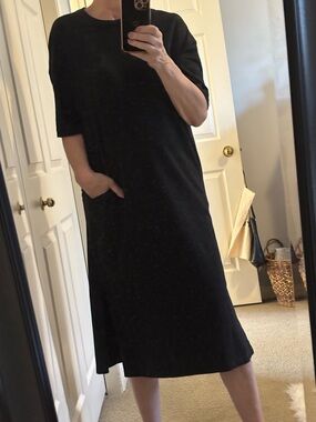 KOTN Black Midi Pocket Egyptian cottonT-Shirt Dress